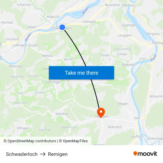 Schwaderloch to Remigen map