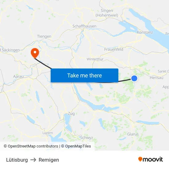 Lütisburg to Remigen map