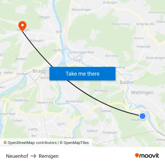 Neuenhof to Remigen map