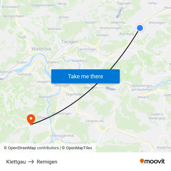 Klettgau to Remigen map