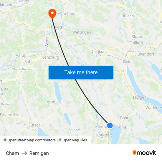 Cham to Remigen map