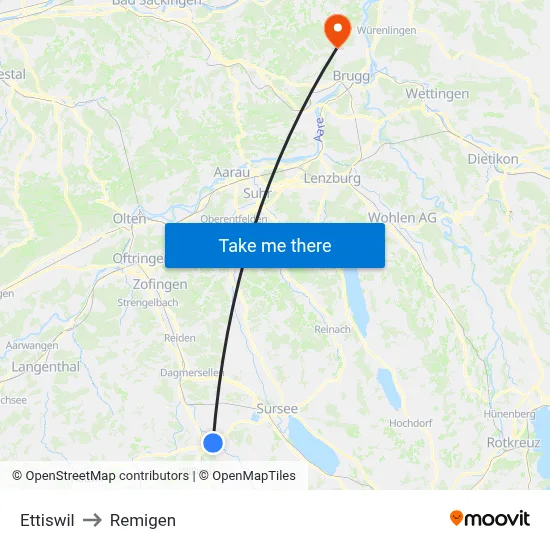 Ettiswil to Remigen map