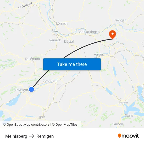 Meinisberg to Remigen map