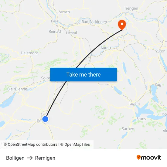 Bolligen to Remigen map