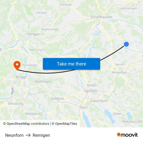 Neunforn to Remigen map