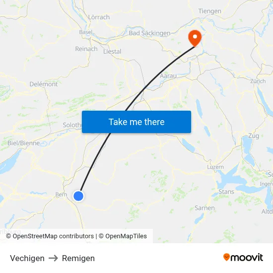 Vechigen to Remigen map
