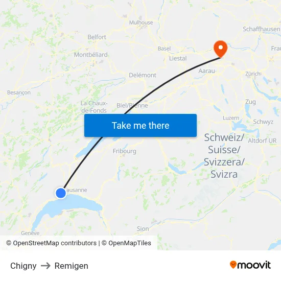 Chigny to Remigen map