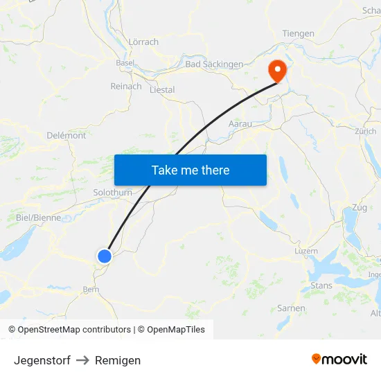 Jegenstorf to Remigen map
