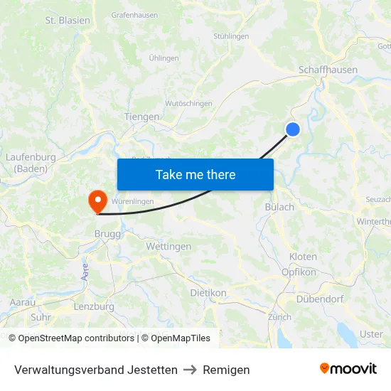 Verwaltungsverband Jestetten to Remigen map