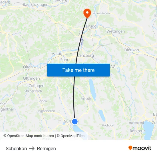 Schenkon to Remigen map