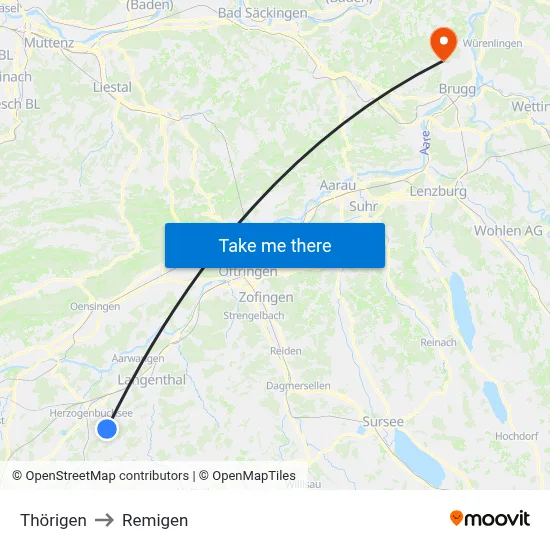 Thörigen to Remigen map