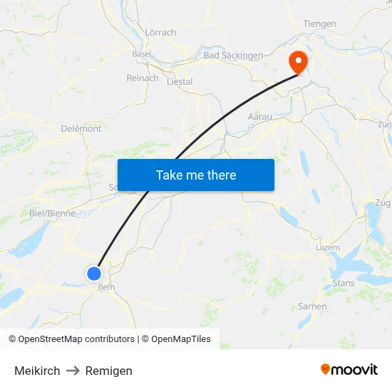 Meikirch to Remigen map