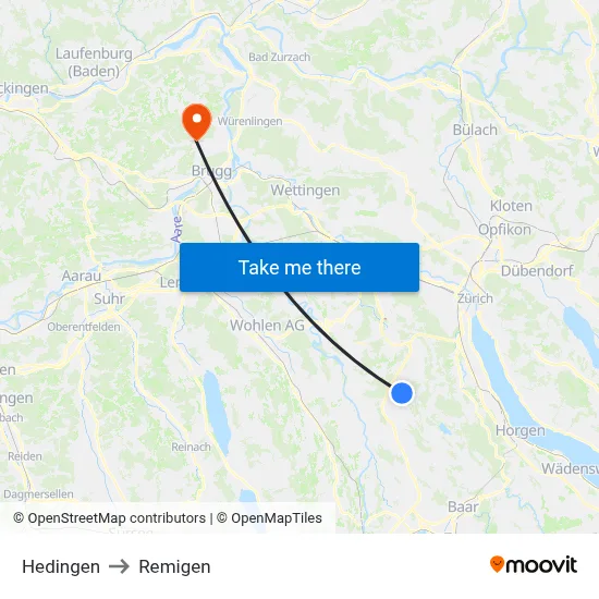 Hedingen to Remigen map