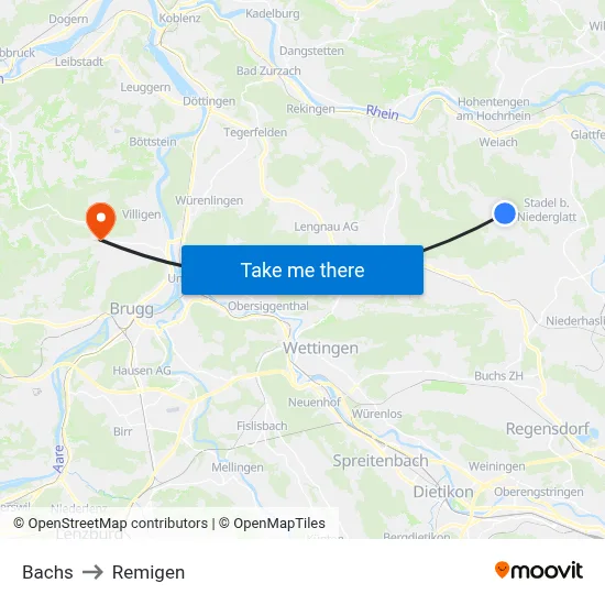 Bachs to Remigen map