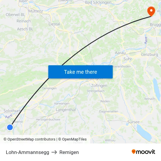 Lohn-Ammannsegg to Remigen map