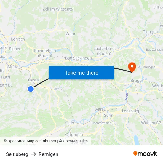 Seltisberg to Remigen map