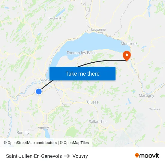 Saint-Julien-En-Genevois to Vouvry map