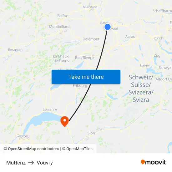 Muttenz to Vouvry map