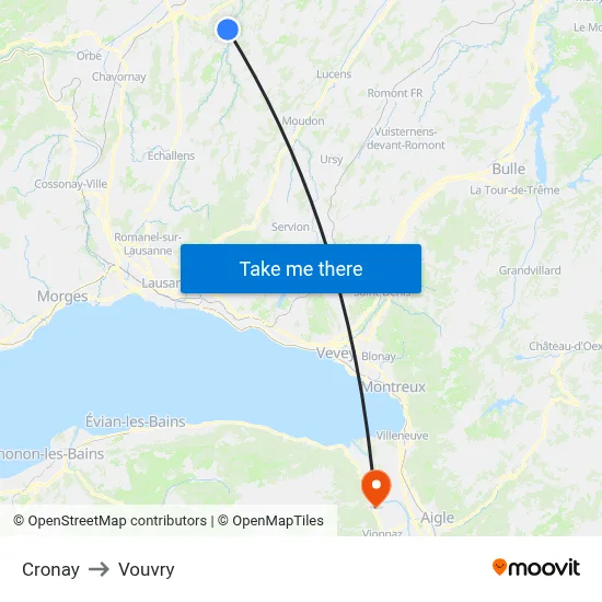 Cronay to Vouvry map