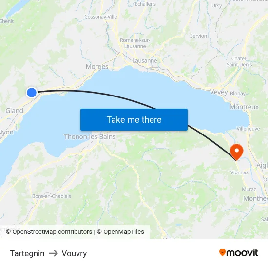 Tartegnin to Vouvry map