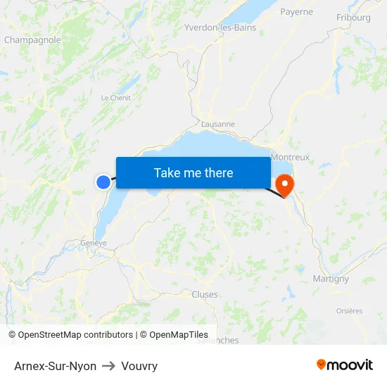 Arnex-Sur-Nyon to Vouvry map