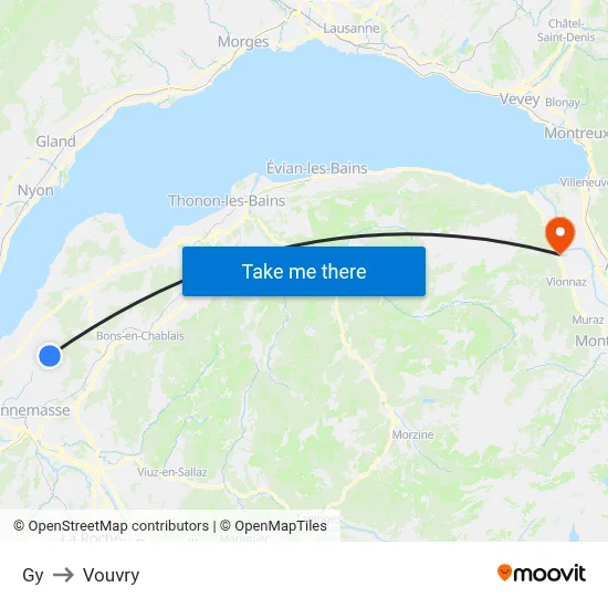 Gy to Vouvry map
