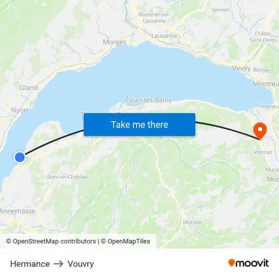 Hermance to Vouvry map
