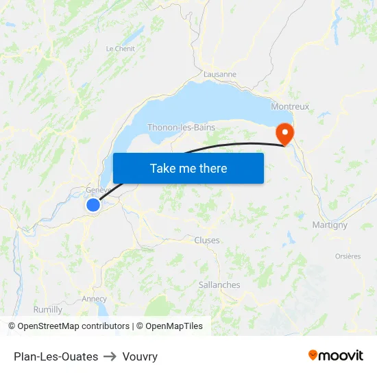 Plan-Les-Ouates to Vouvry map