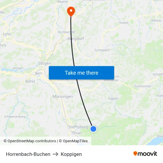 Horrenbach-Buchen to Koppigen map