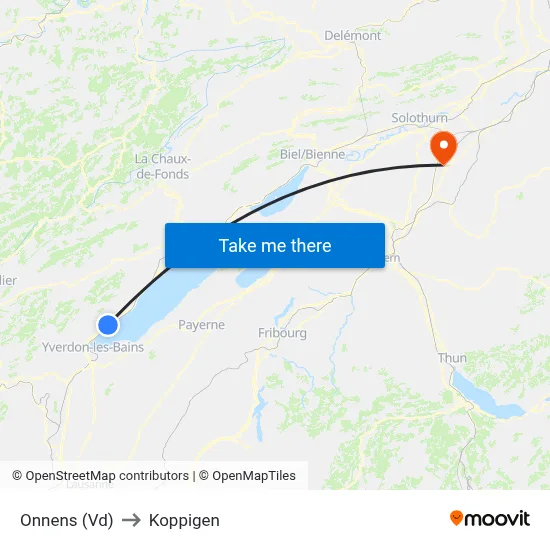 Onnens (Vd) to Koppigen map