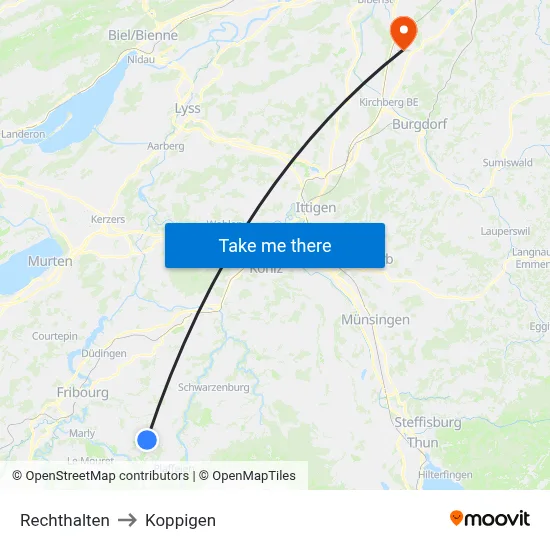 Rechthalten to Koppigen map