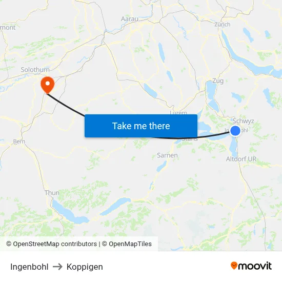 Ingenbohl to Koppigen map