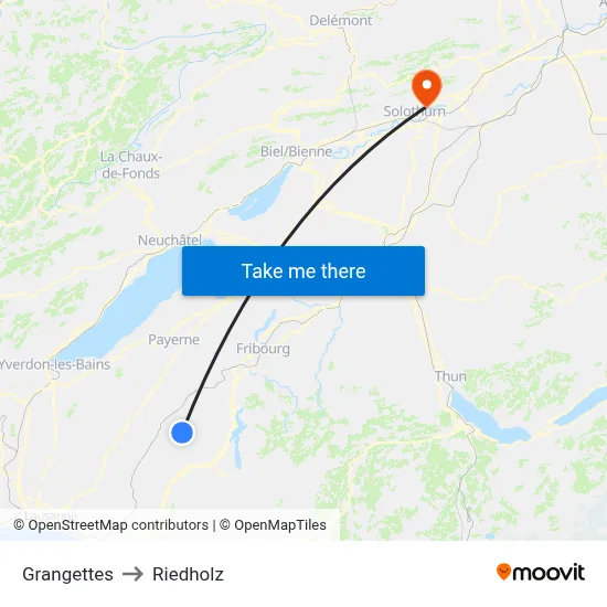 Grangettes to Riedholz map