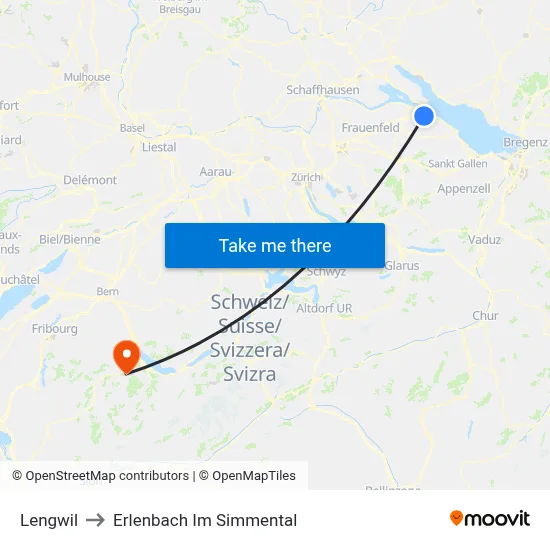 Lengwil to Erlenbach Im Simmental map