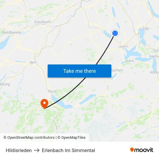 Hildisrieden to Erlenbach Im Simmental map