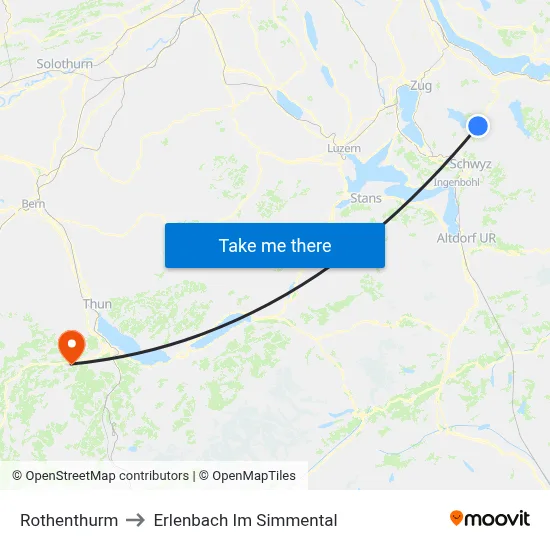 Rothenthurm to Erlenbach Im Simmental map