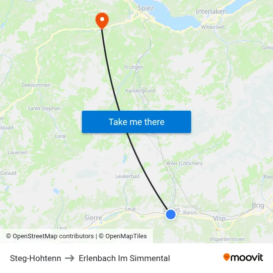 Steg-Hohtenn to Erlenbach Im Simmental map
