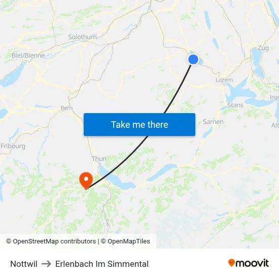 Nottwil to Erlenbach Im Simmental map
