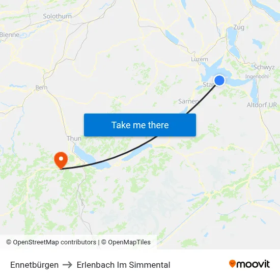 Ennetbürgen to Erlenbach Im Simmental map