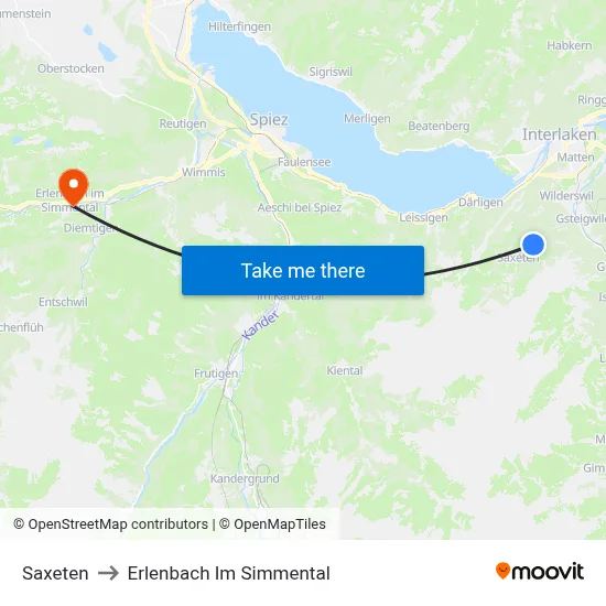 Saxeten to Erlenbach Im Simmental map