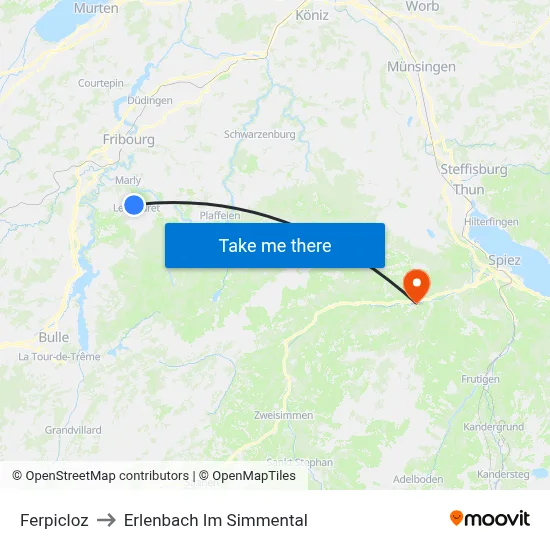 Ferpicloz to Erlenbach Im Simmental map