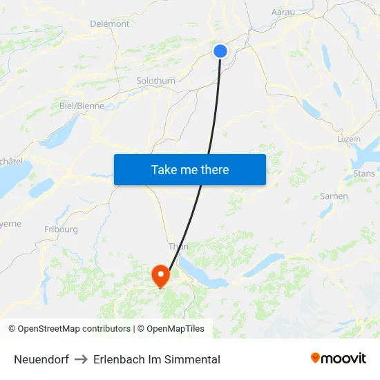 Neuendorf to Erlenbach Im Simmental map