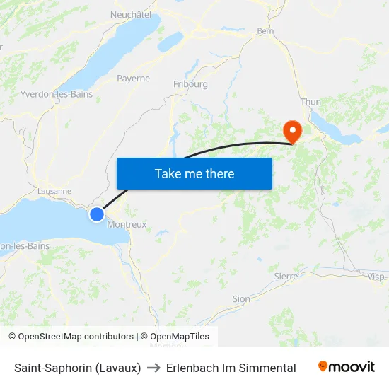 Saint-Saphorin (Lavaux) to Erlenbach Im Simmental map