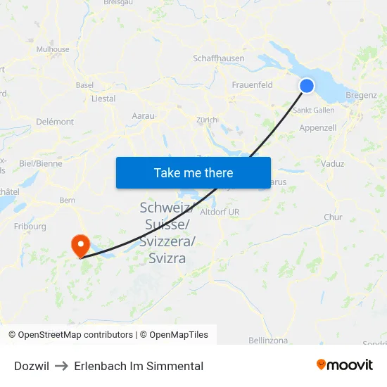 Dozwil to Erlenbach Im Simmental map