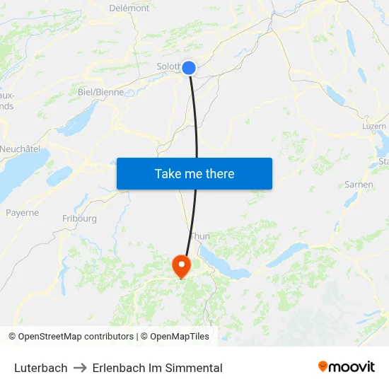 Luterbach to Erlenbach Im Simmental map