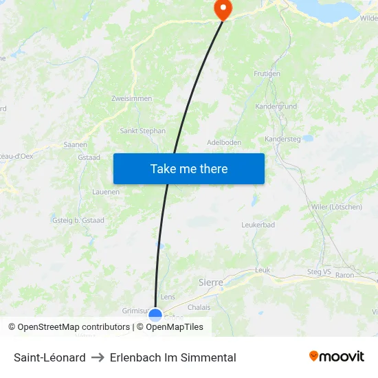Saint-Léonard to Erlenbach Im Simmental map