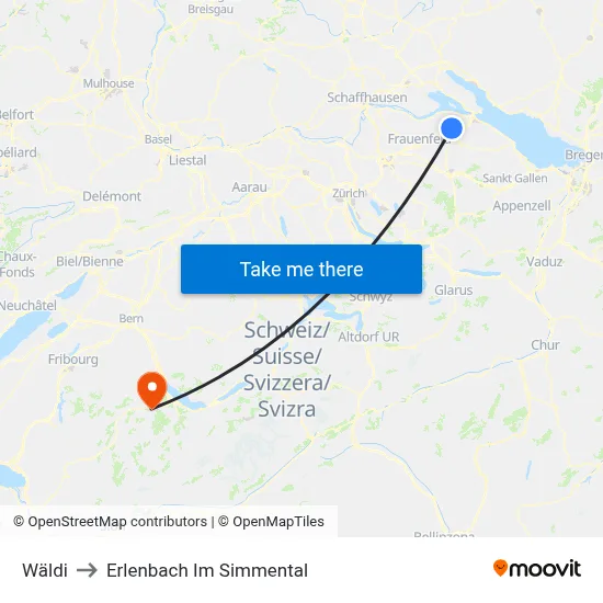 Wäldi to Erlenbach Im Simmental map
