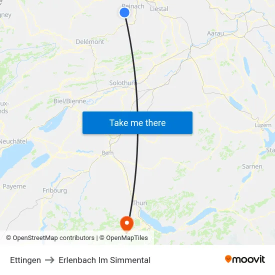 Ettingen to Erlenbach Im Simmental map