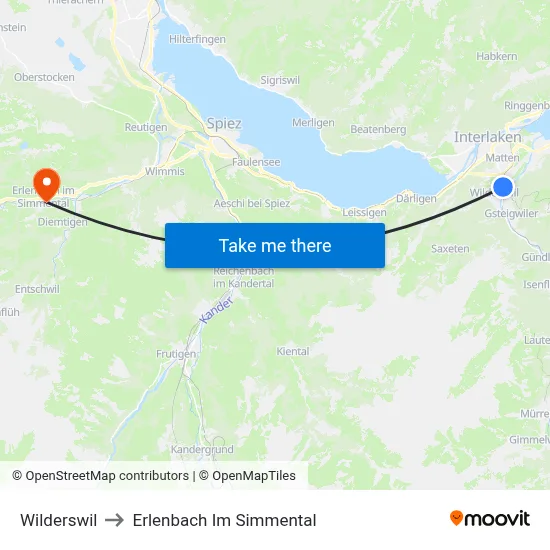 Wilderswil to Erlenbach Im Simmental map
