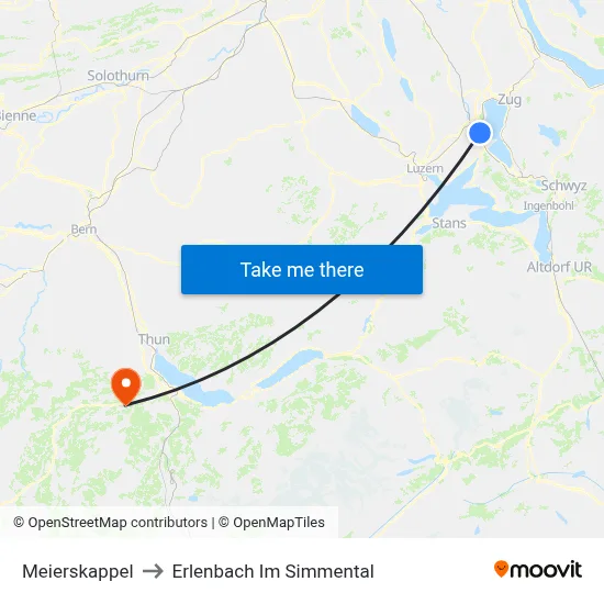 Meierskappel to Erlenbach Im Simmental map